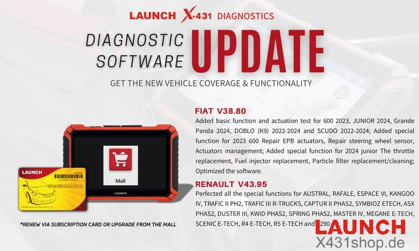 Launch X431 FIAT and RENAULT Software Update