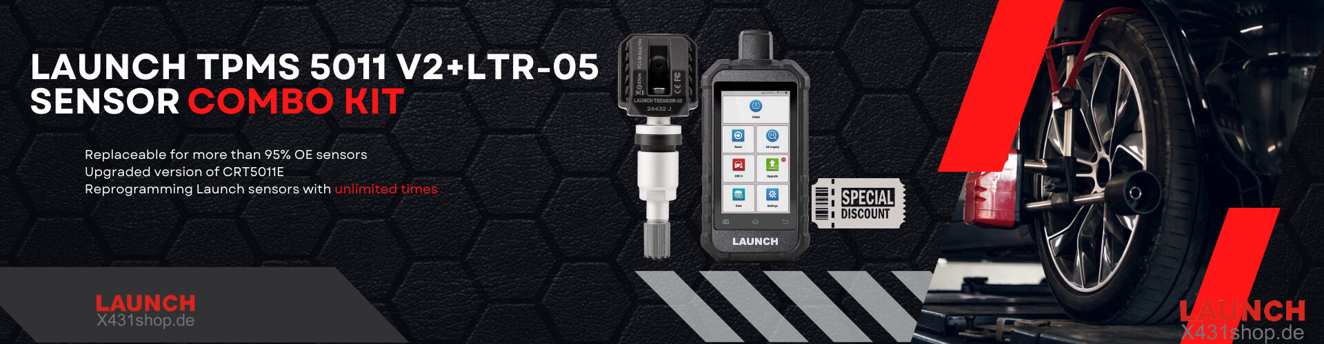 LAUNCH TPMS 5011 V2+ LTR-05 SENSOR COMBO KIT