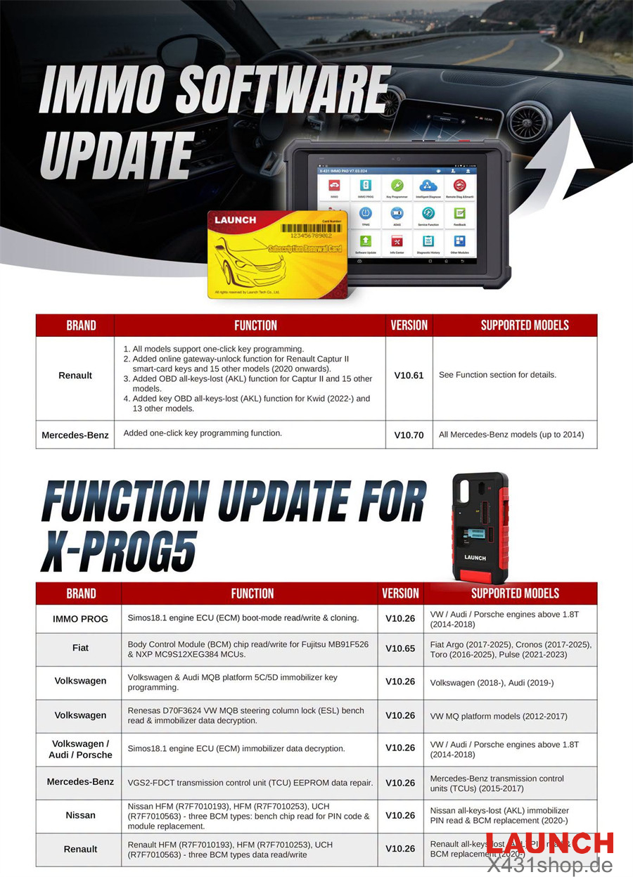 LAUNCH IMMO Software Update