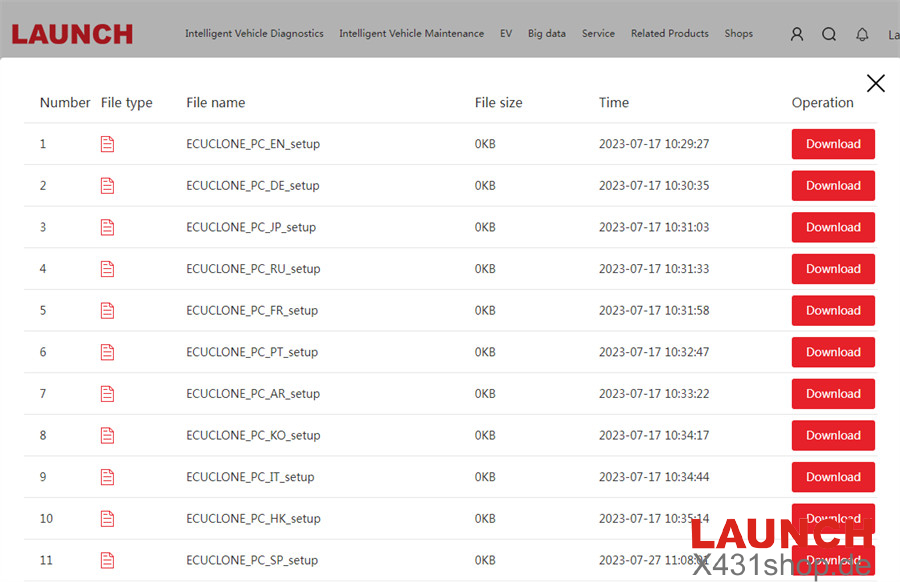 Download the latest X431 ECU Clone Software