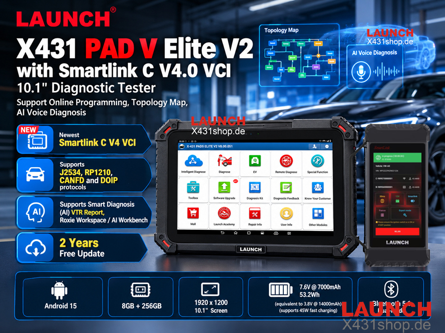 Launch X431 PAD V Elite V2 with Smartlink C V4.0 VCI