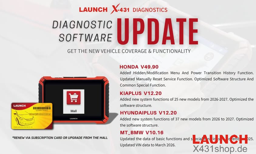 LAUNCH X431 Diagnostic Software Update for Honda Kia Hyundai and BMW
